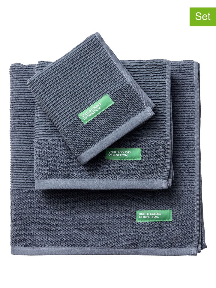 Benetton 3-częściowy zestaw ręczników w kolorze szarym rozmiar: onesize
