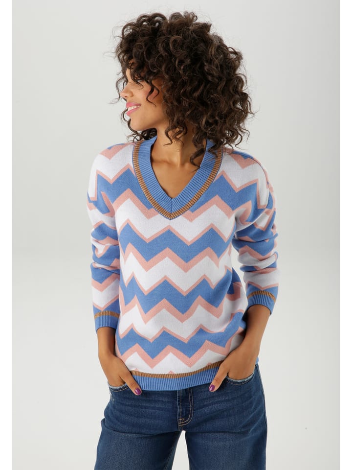 Aniston Sweter w kolorze błękitno-białym rozmiar: 40
