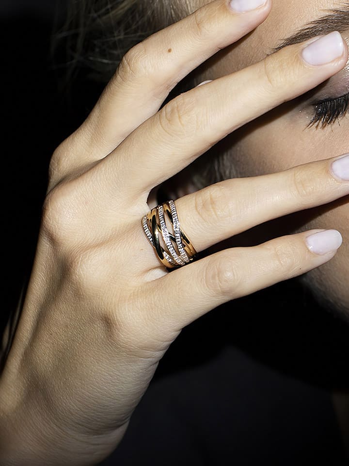 DIAMANTA Złoty pierścionek "Méli-mélo scintillant" z diamentami rozmiar: 52