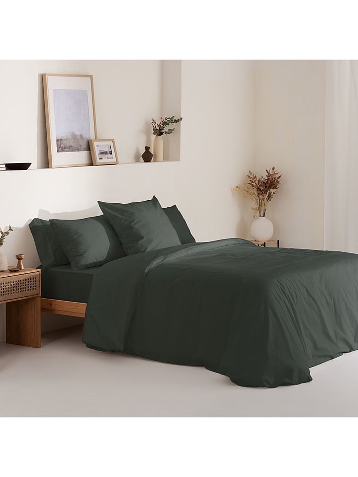 ethere Perkalowa poszwa w kolorze ciemnozielonym na kołdrę rozmiar: 140x200 cm