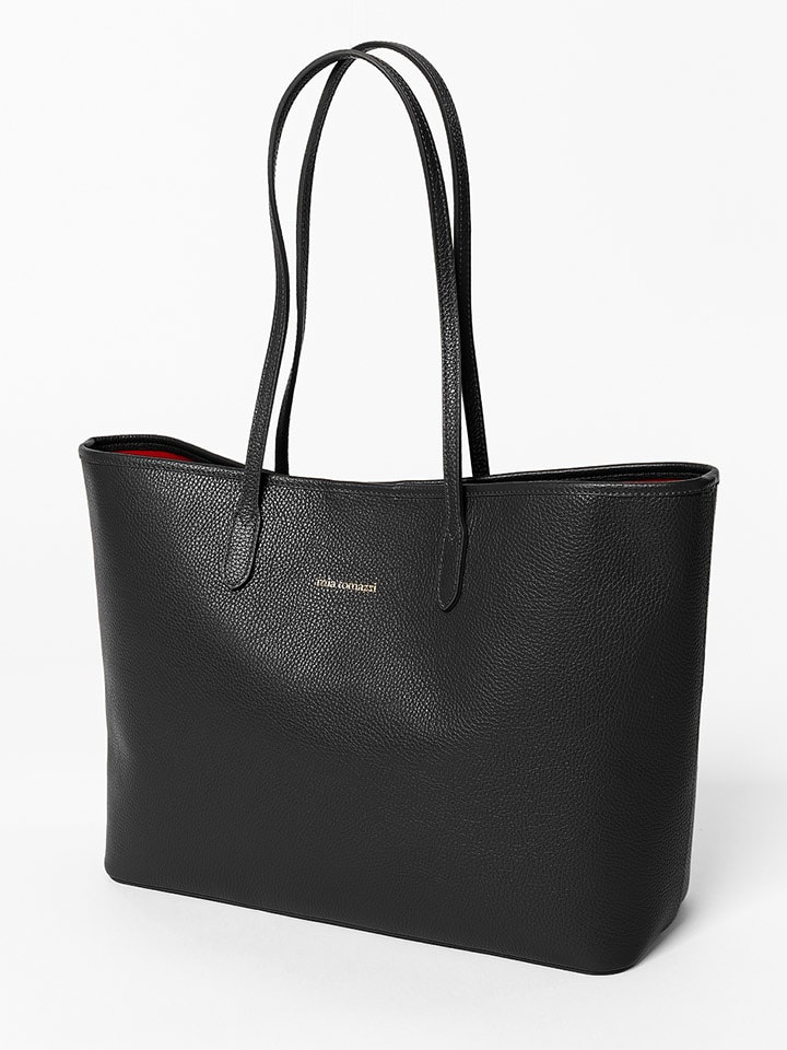 Mia Tomazzi Skórzana torebka "Bassini" w kolorze czarnym - 39 x 29 x 14 cm rozmiar: onesize