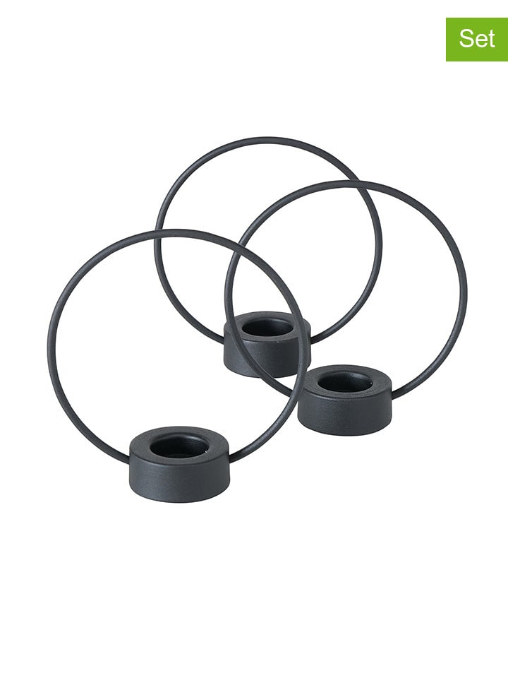 Boltze Świeczniki (3 szt.) "Rumba" w kolorze czarnym - wys. 20 cm rozmiar: onesize