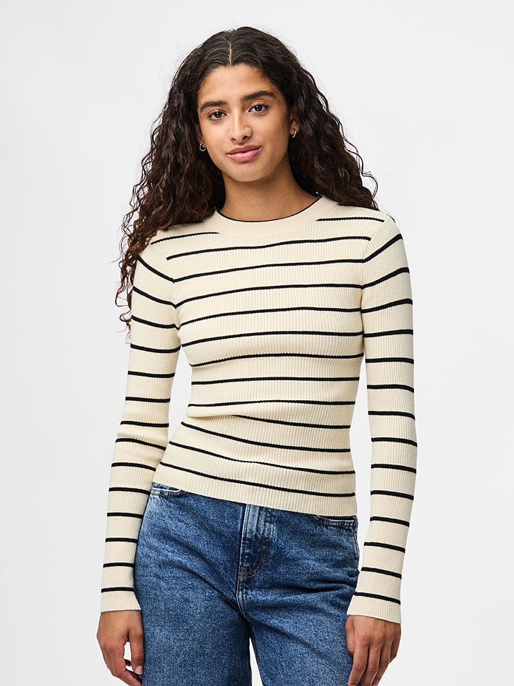 Pieces Koszulka "Pcmira" w kolorze kremowo-czarnym rozmiar: L