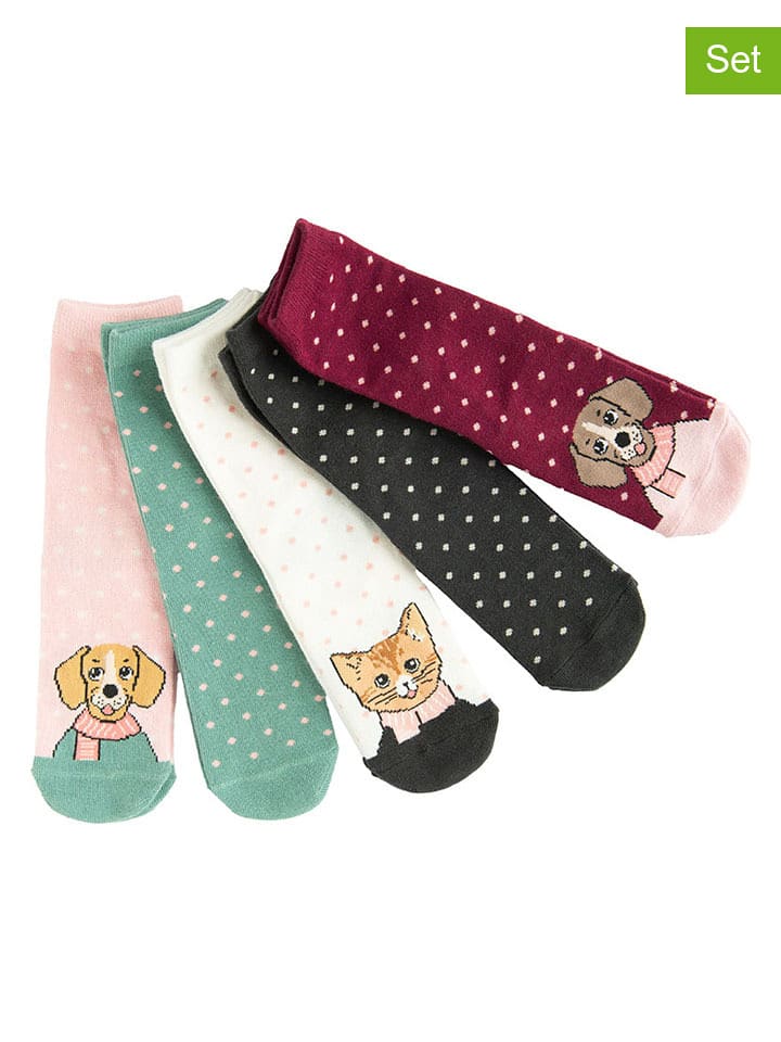 COOL CLUB Skarpety (5 par) w kolorze biało-czerwono-jasnoróżowym rozmiar: 31/33