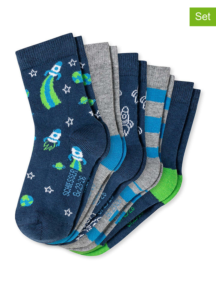 Schiesser Skarpety (5 par) w kolorze granatowo-szarym rozmiar: 19-22