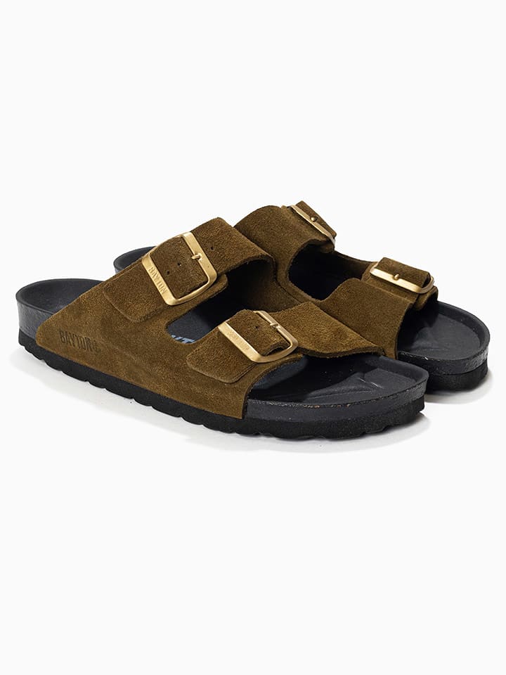 BAYTON Skórzane klapki "Atlas" w kolorze khaki rozmiar: 38