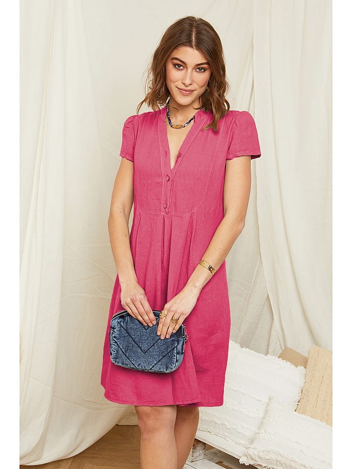 Rodier Lin Lniana sukienka w kolorze różowym rozmiar: XL/XXL