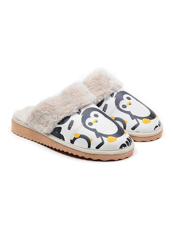 Goby Kapcie w kolorze białym ze wzorem rozmiar: 36