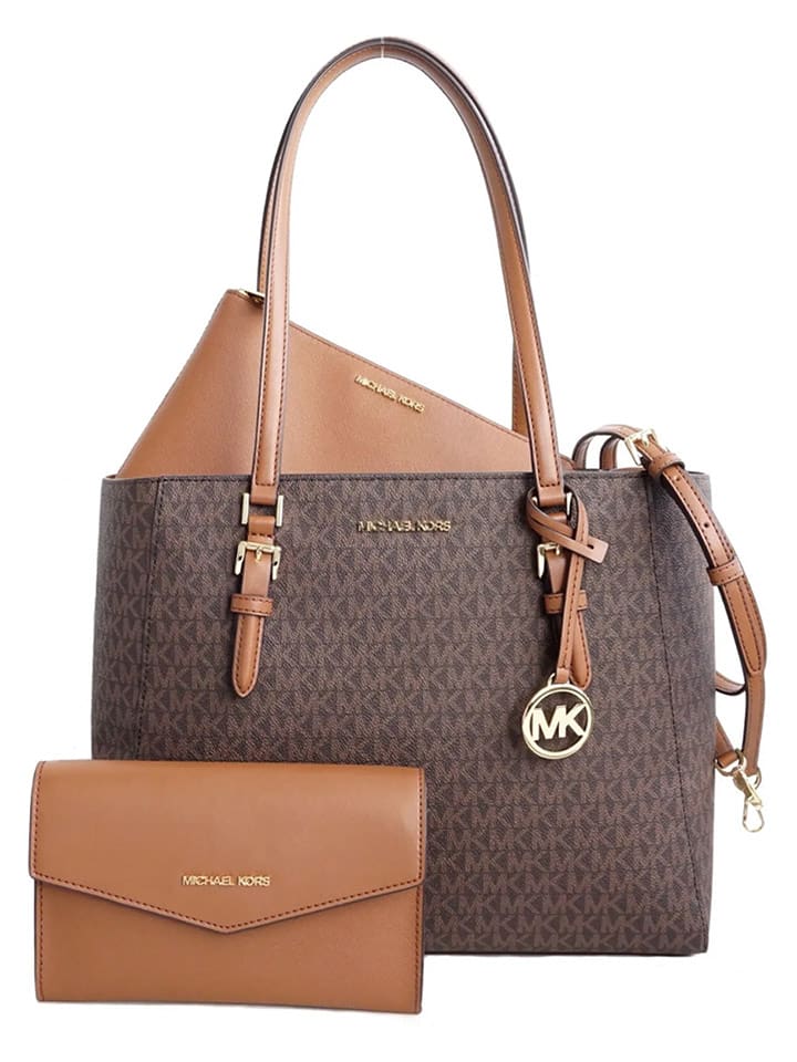 Michael Kors Skórzany shopper bag w kolorze ciemnobrązowym - 40 x 34 x 13 cm rozmiar: onesize