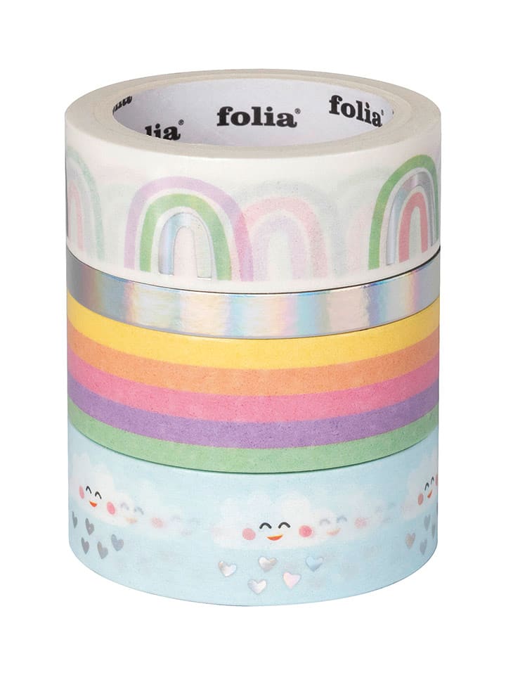 folia PAPER Taśmy washi "Rainbow Clouds" - 4 x 5 m rozmiar: onesize