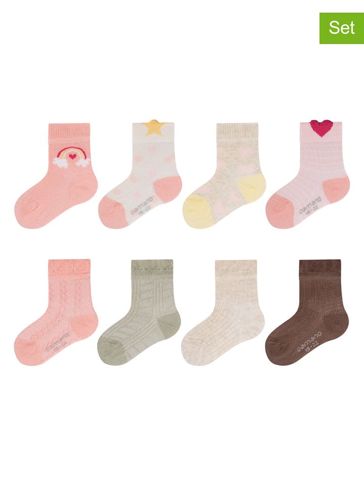 camano Skarpety (8 par) w kolorze jasnoróżowo-żółto-jasnobrązowym rozmiar: 19-22