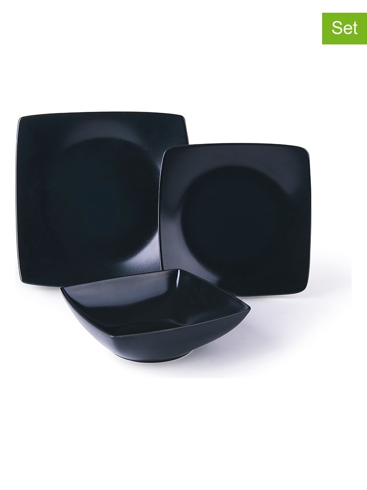 Trendy Kitchen by EXCÉLSA 18-częściowy zestaw talerzy "Eclipse" w kolorze czarnym rozmiar: onesize