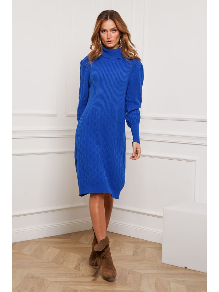 Joséfine Sukienka dzianinowa "Eclose" w kolorze niebieskim rozmiar: L