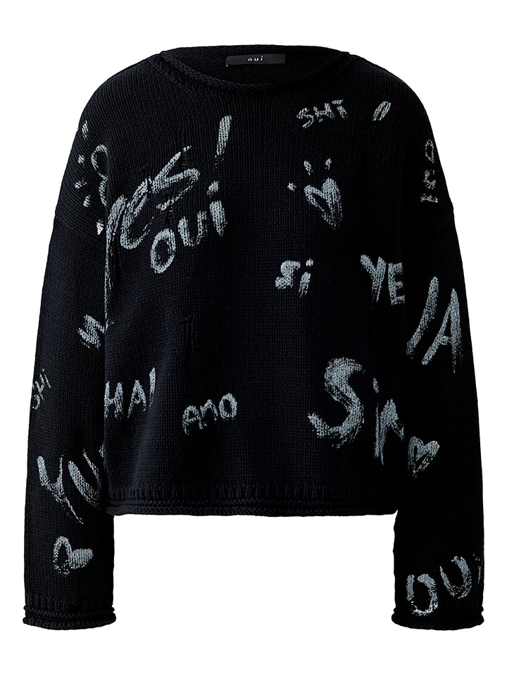 Oui Sweter w kolorze czarno-kremowym rozmiar: 40