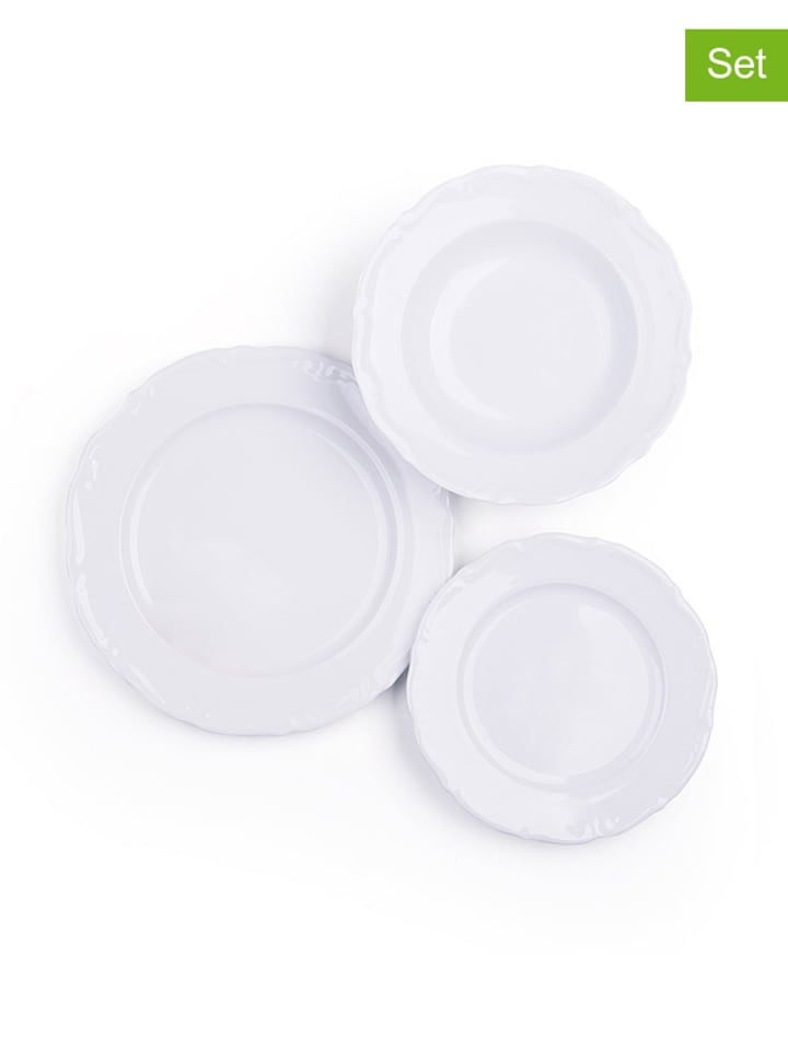 Trendy Kitchen by EXCÉLSA 18-częściowy zestaw talerzy "Mademoiselle" w kolorze białym rozmiar: onesize
