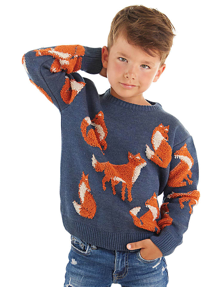 Denokids Sweter "Fox" w kolorze granatowym rozmiar: 128