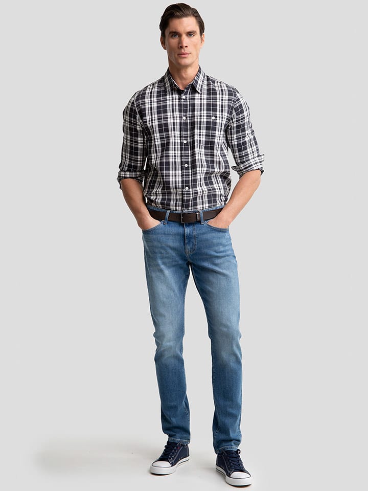 BIG STAR Koszula - Regular fit - w kolorze biało-granatowym rozmiar: M