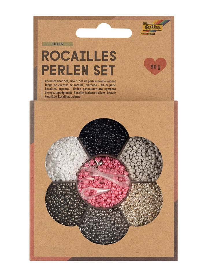 folia PAPER Zestaw koralików w kolorze czarno-srebrno-szarym - 90 g rozmiar: onesize
