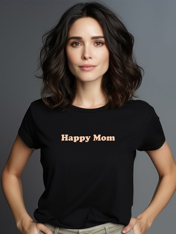 WOOOP Koszulka "Happy Mom" w kolorze czarnym rozmiar: XXL