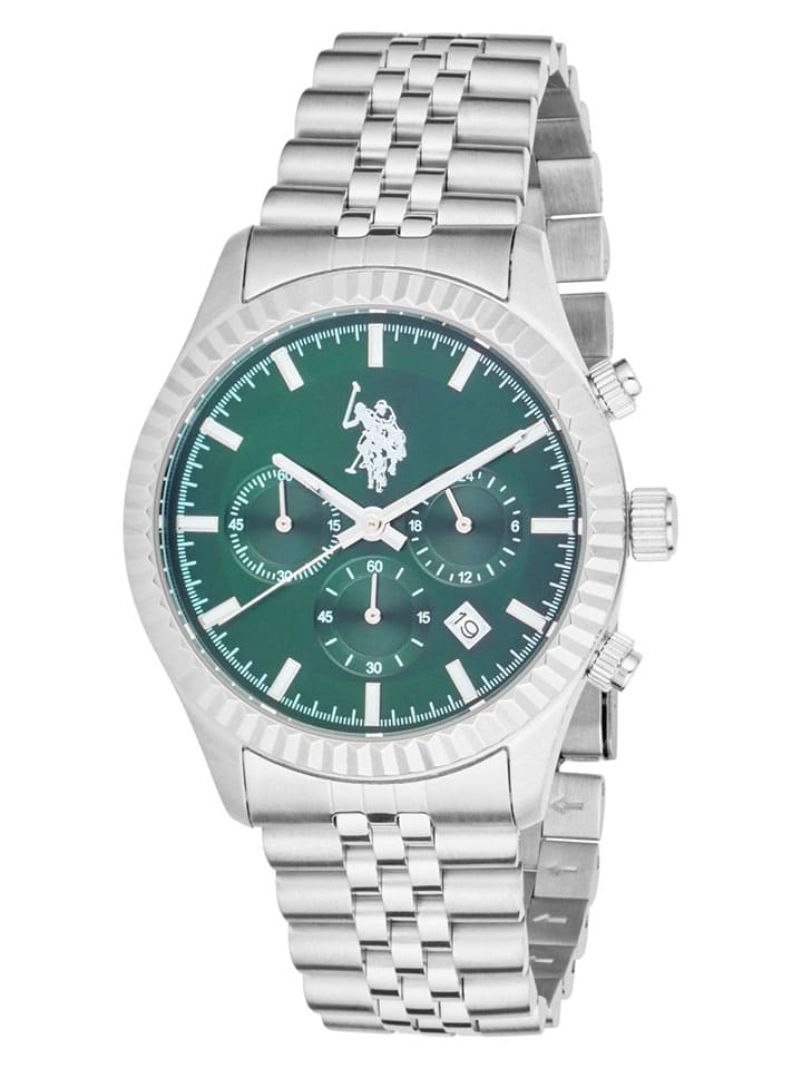 U.S. Polo Assn. Chronograf w kolorze srebrno-zielonym rozmiar: onesize