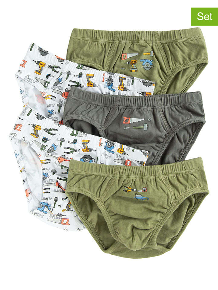 COOL CLUB Slipki (7 par) w kolorze biało-oliwkowym rozmiar: 134/140