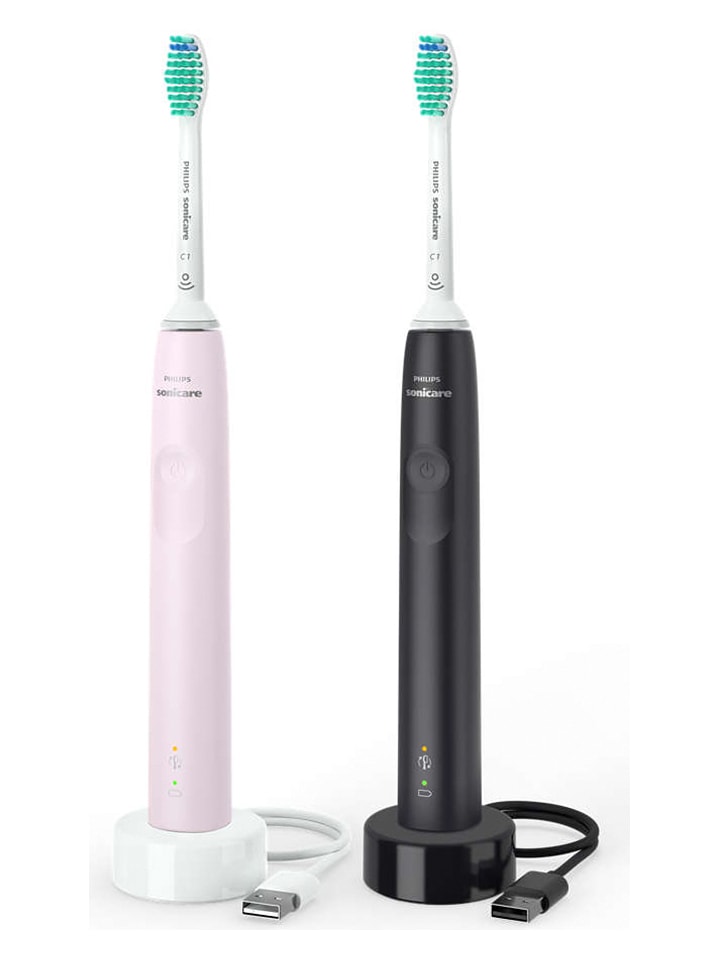 PHILIPS sonicare Szczoteczki soniczne (2 szt.) "Series 3100" w kolorze jasnoróżowym i czarnym rozmiar: onesize