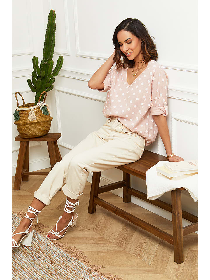 Le Monde du Lin Lniana bluzka w kolorze jasnoróżowym rozmiar: 40/42