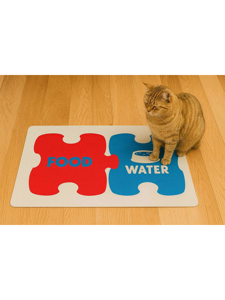 Paws&Whiskers Podkładka w kolorze czerwono-niebieskim pod miski - 40 x 70 cm rozmiar: onesize