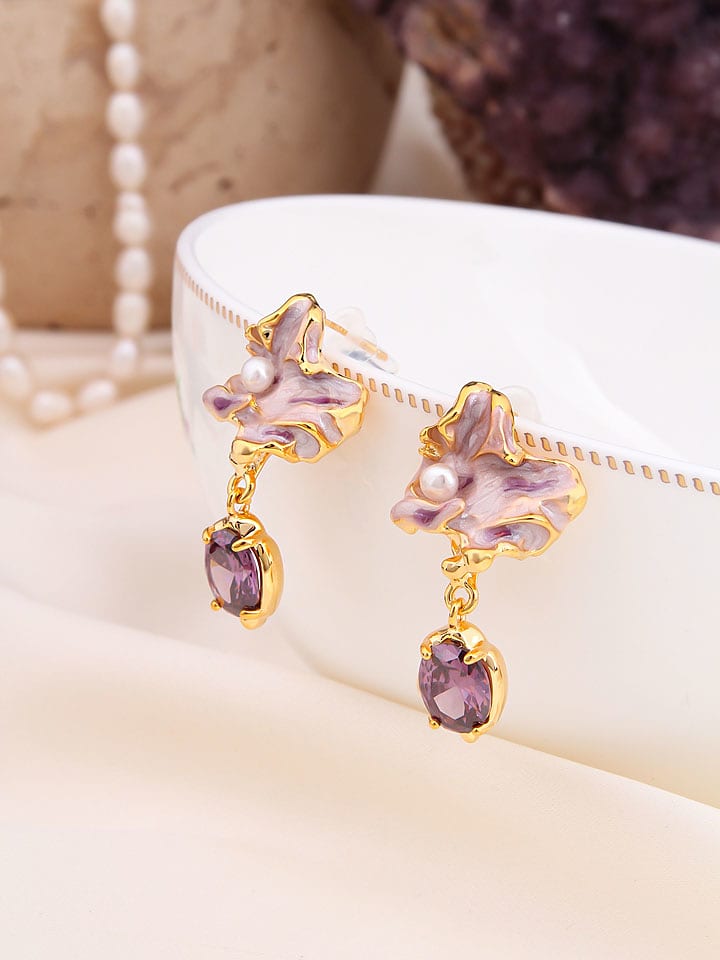 Pierres de Jade Pozłacane kolczyki-wkrętki z perłami i cyrkoniami rozmiar: onesize