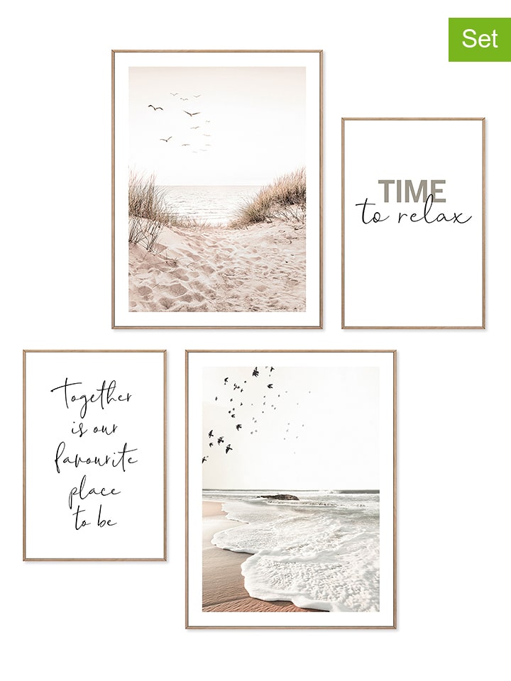 Orangewallz Druki artystyczne (4 szt.) "Dune View" w ramce rozmiar: 30x40 cm