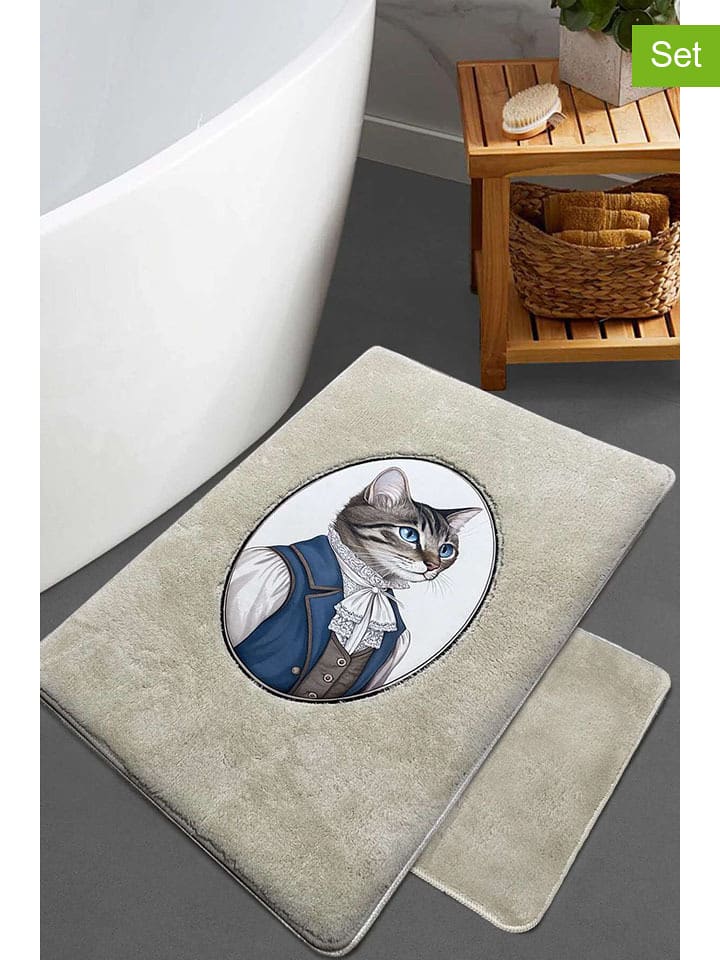 Elizabed Dywaniki łazienkowe (2 szt.) "Modcat" w kolorze kremowym rozmiar: onesize