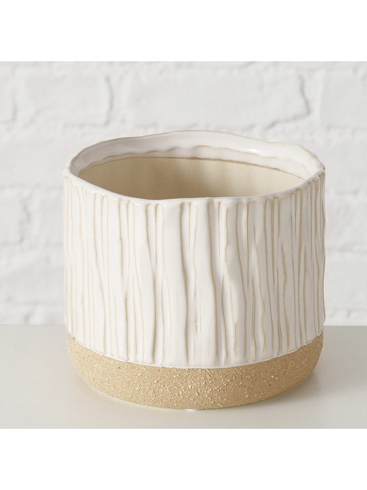 Boltze Osłonka w kolorze biało-beżowym na doniczkę - wys. 11,5 x Ø 13,5 cm rozmiar: onesize