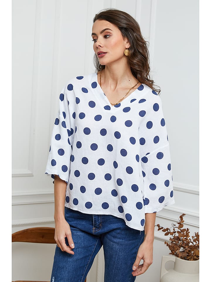 La Compagnie Du Lin Lniana bluzka "Amoura" w kolorze białym rozmiar: M