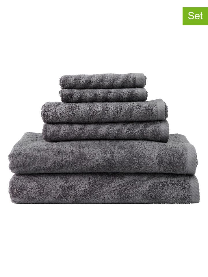 Ellos Home 6-częściowy zestaw ręczników "Elise" w kolorze antracytowym rozmiar: onesize