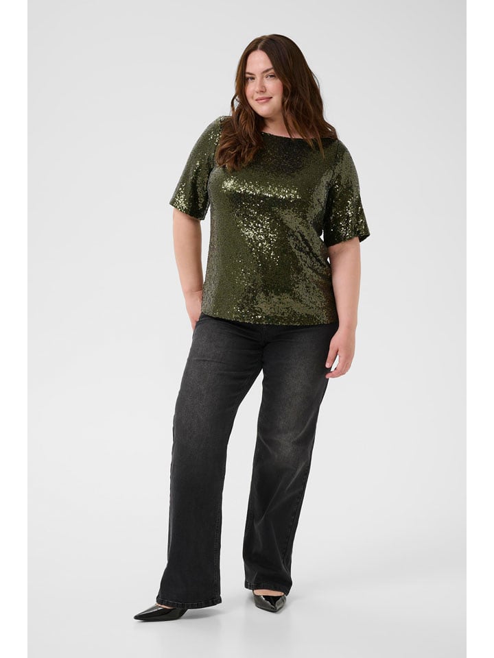 KAFFE curve Bluzka "Mirana" w kolorze zielonym rozmiar: XL