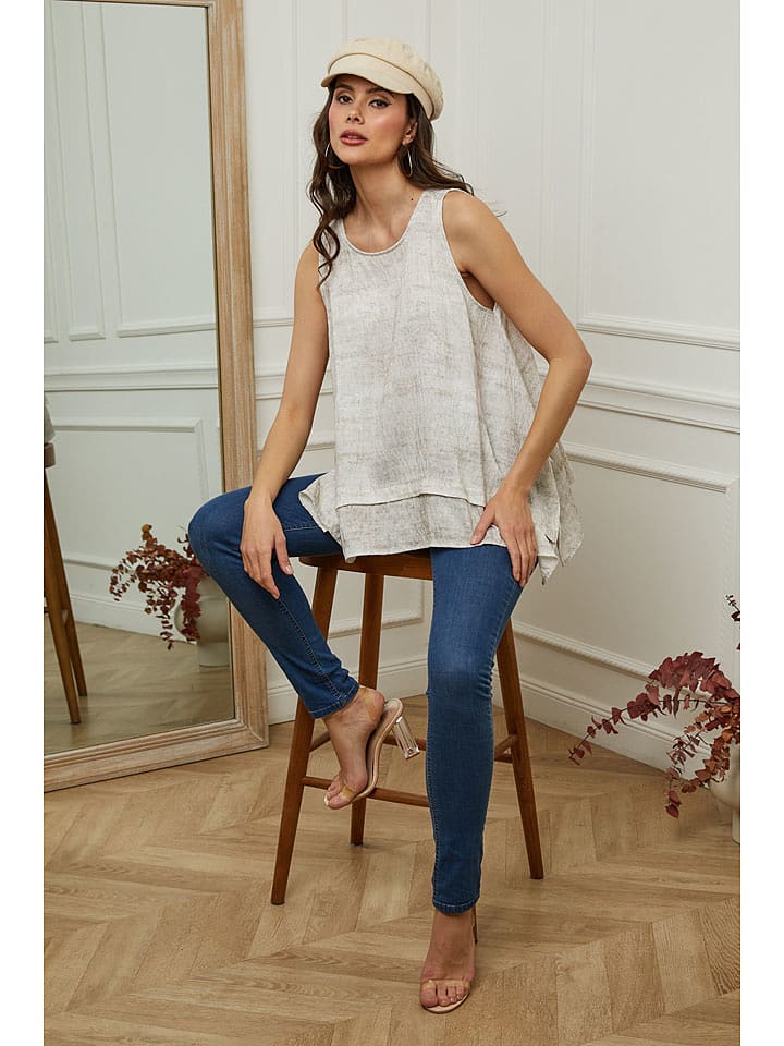 Plume Top "Mylene" w kolorze beżowym rozmiar: M