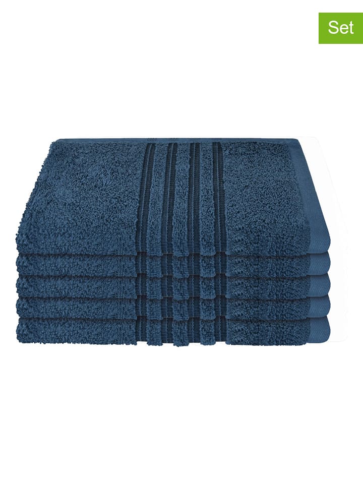 Schiesser Ręczniki (5 szt.) "Milano" w kolorze granatowym dla gości rozmiar: 30x50 cm