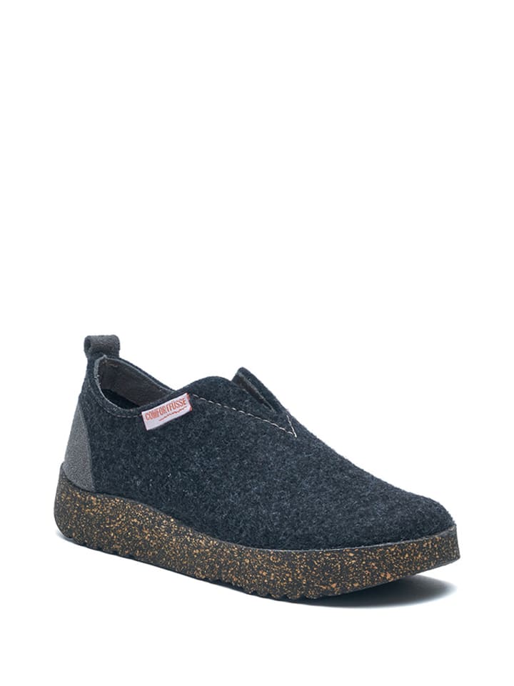 Comfortfusse Wełniane kapcie w kolorze granatowo-szarym rozmiar: 44