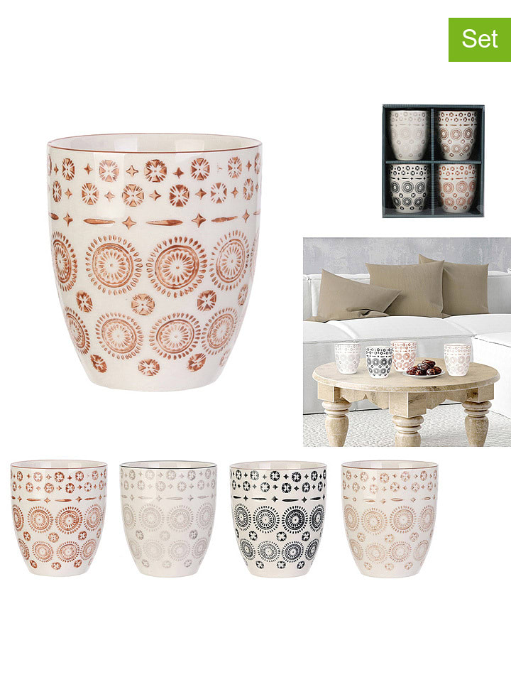 every ware Kubki (4 szt.) "Mirage" w kolorze kremowym ze wzorem - 250 ml rozmiar: onesize