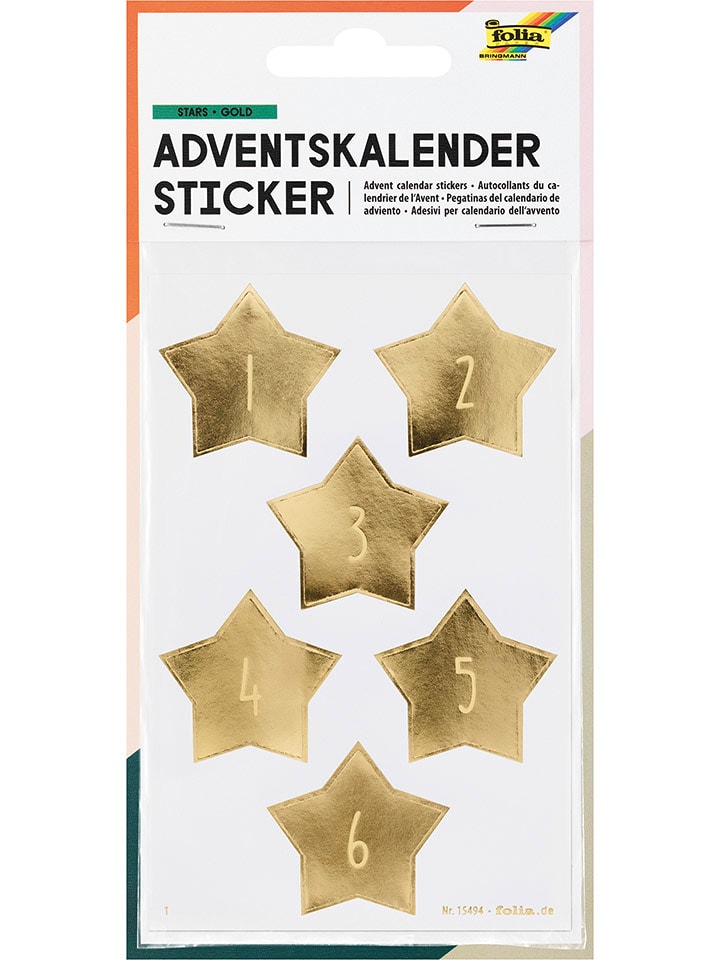 folia PAPER Naklejki do kalendarza adwentowego "Stars Gold" - 5+ rozmiar: onesize