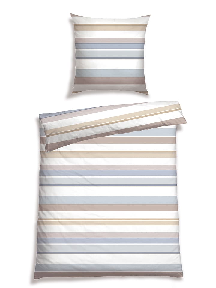 Schiesser Komplet pościeli renforcé "Mervyn Mervyn" w kolorze błękitno-jasnobrązowym rozmiar: 135x200 cm
