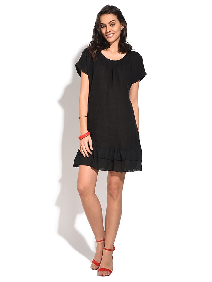 Le Jardin du Lin Lniana sukienka w kolorze czarnym rozmiar: 40