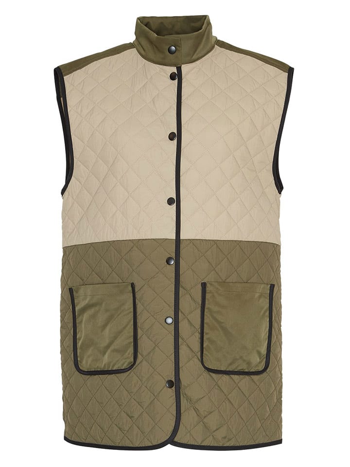 MOSS COPENHAGEN Kamizelka pikowana "Eldora Jeanna" w kolorze oliwkowo-beżowym rozmiar: S/M