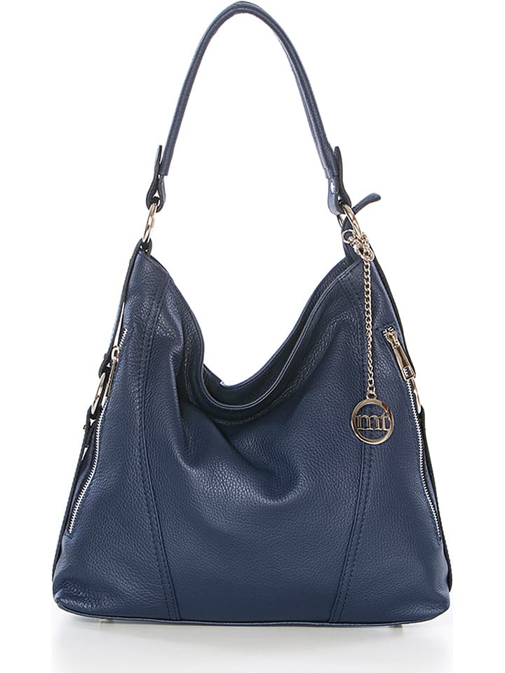 Mia Tomazzi Skórzana torebka w kolorze granatowym - 35 x 29 x 12 cm rozmiar: onesize