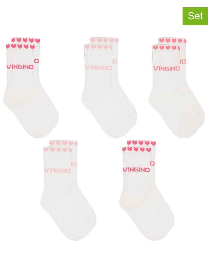 Vingino Skarpety (5 par) w kolorze biało-różowym rozmiar: 31-34