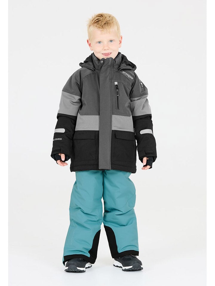 Zigzag Kurtka narciarska "Taylora" w kolorze szaro-czarnym rozmiar: 140/146