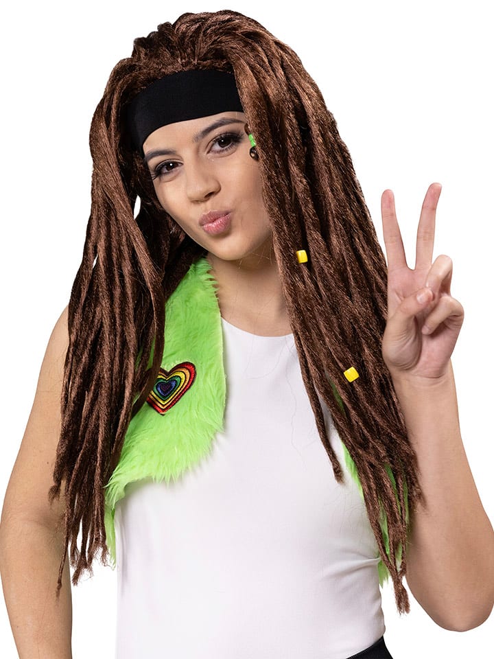 Party x People Peruka "Hippie" w kolorze brązowym rozmiar: onesize