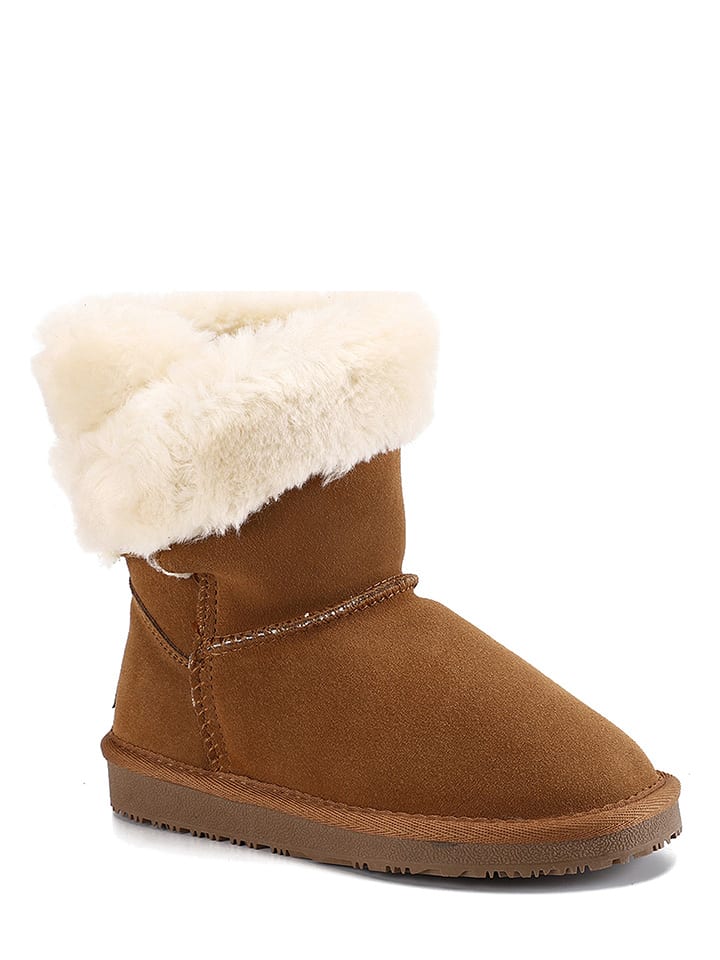 NICEBAY Skórzane botki zimowe "Bevis" w kolorze brązowym rozmiar: 38