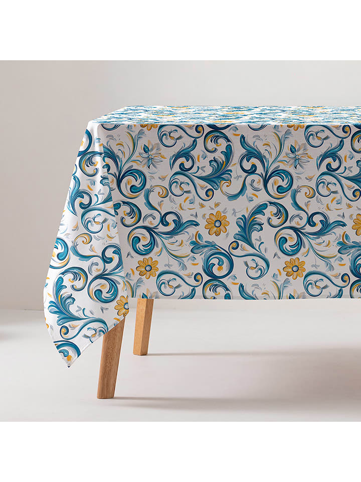 GAMUSI Obrus "Olan" w kolorze niebiesko-żółtym rozmiar: 160x160 cm