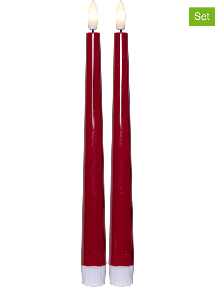 STAR Trading Świece LED (2 szt.) "Flamme Candy" w kolorze czerwonym - wys. 26 cm rozmiar: onesize
